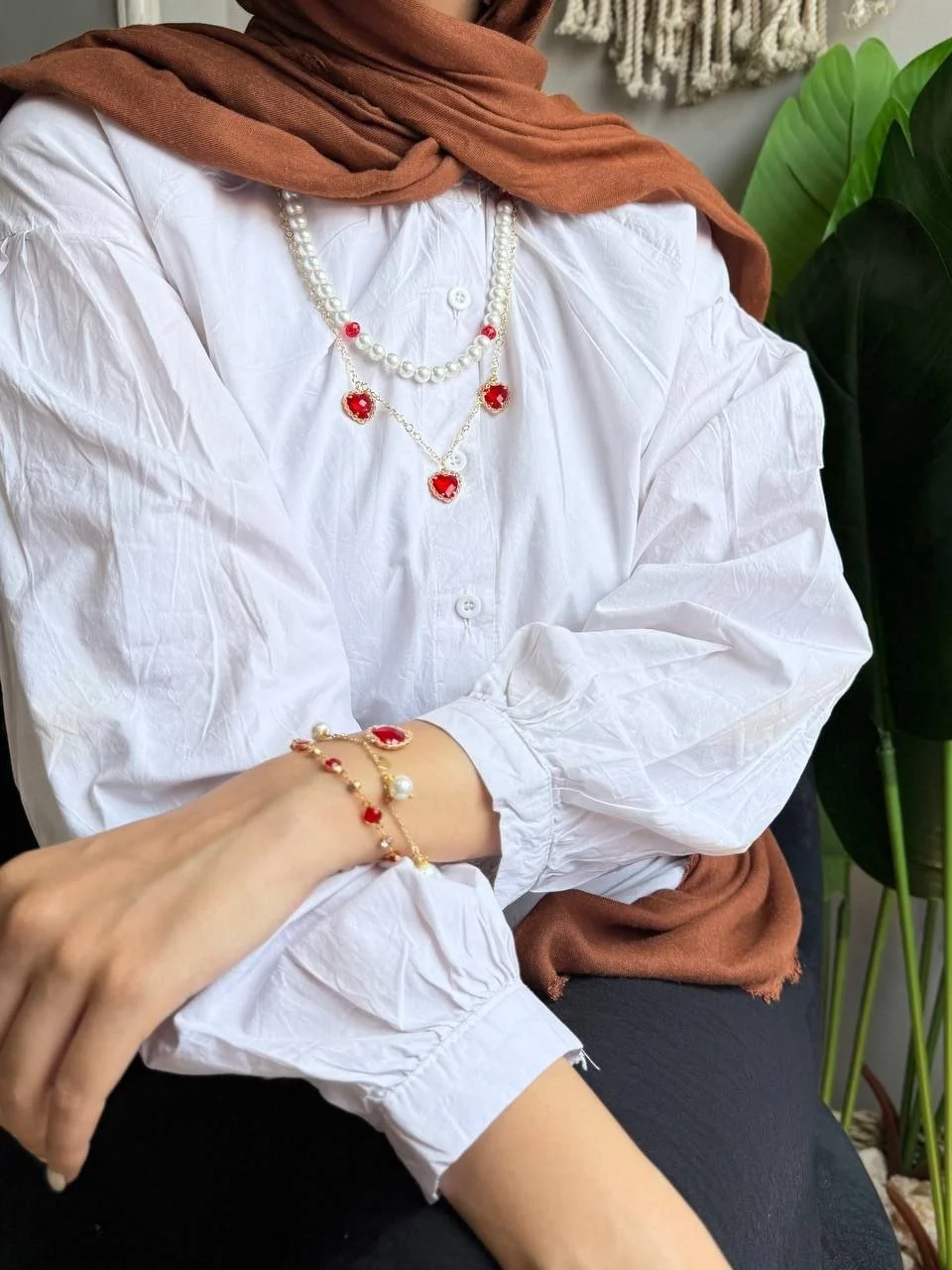 Red Heart Set - Pearl Stones - Image 2