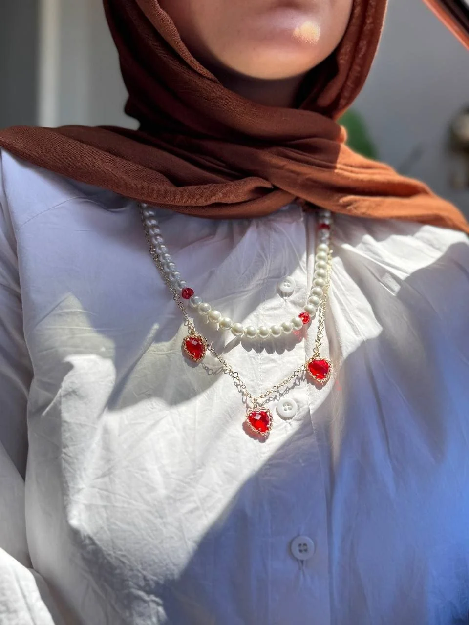 Red Heart Set - Pearl Stones - Image 3