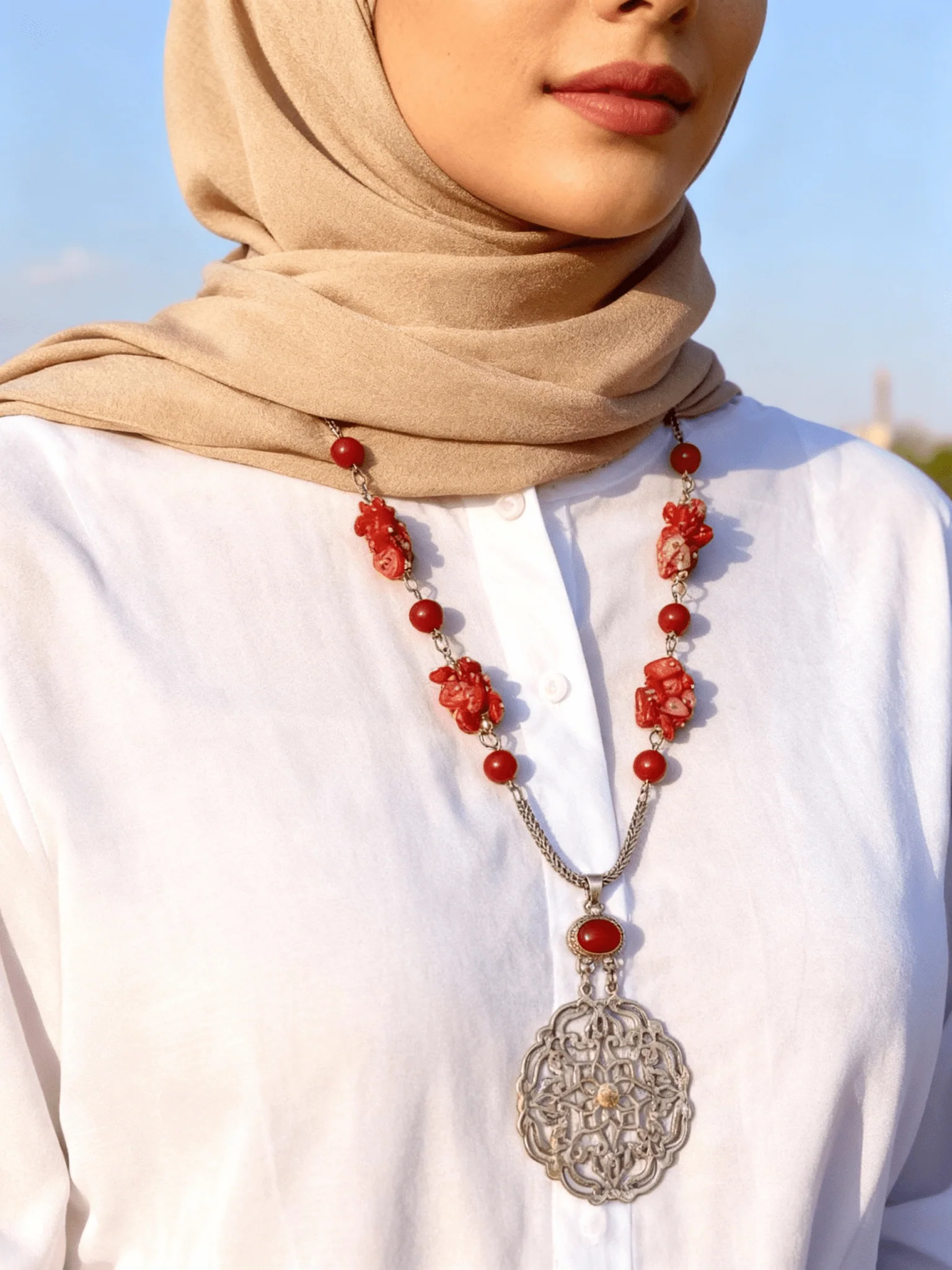 Ruby Petals - Silver Plated Necklace - Image 5