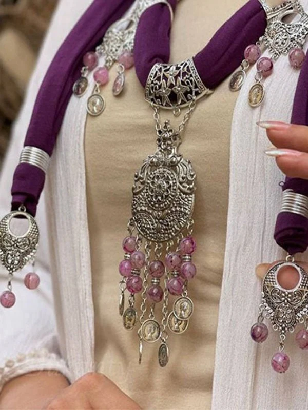 Sara Necklace Scarf - Purple - Image 3