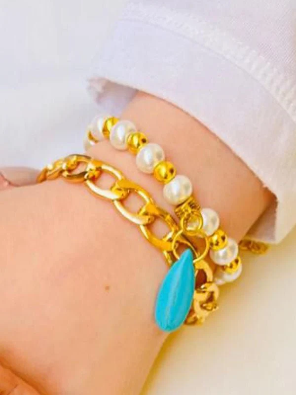 Serenity Set - Turquoise And Pearl Stones - Image 5