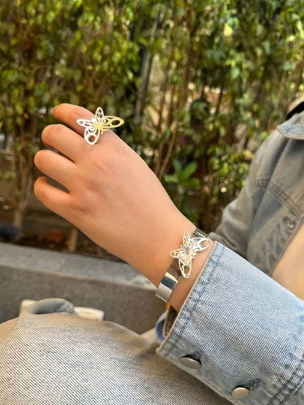 Simple Butterfly Set - Silver Plated