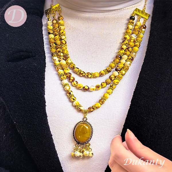 Soft Amber Necklace - Tourmaline Agate - Image 2