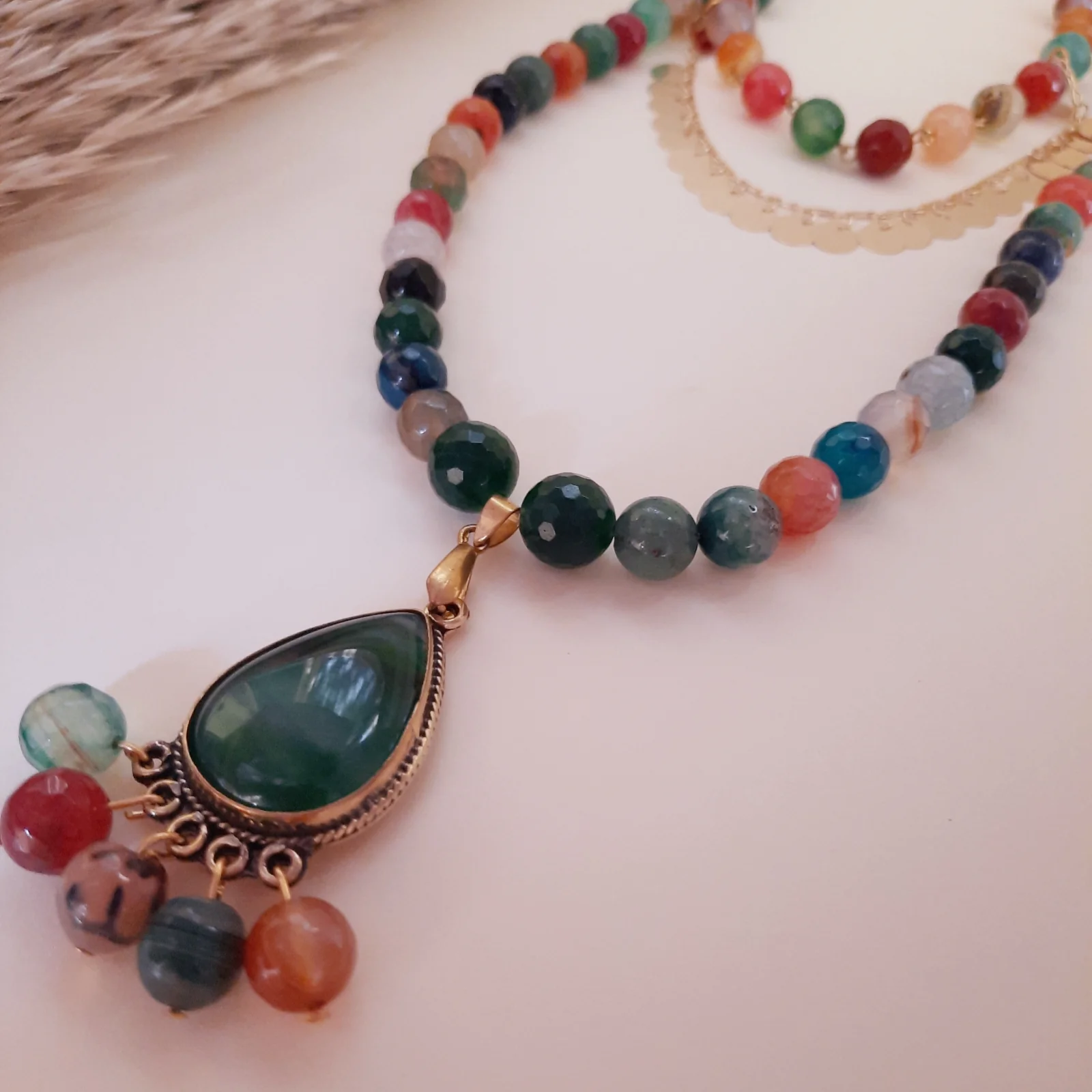 Sultana Nahid Necklace - Colorful Agate - Image 3