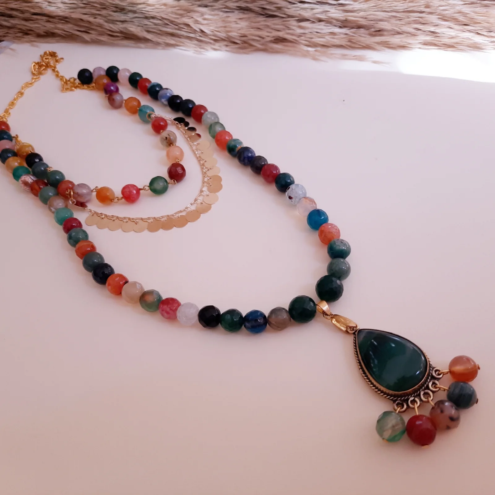 Sultana Nahid Necklace - Colorful Agate - Image 5