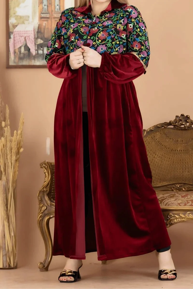 Tala Open Abaya -  Velvet - Image 2
