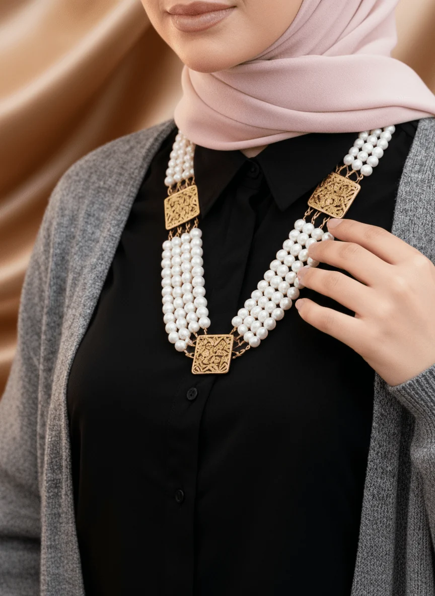 The White Pearl Luna Necklace - Image 4