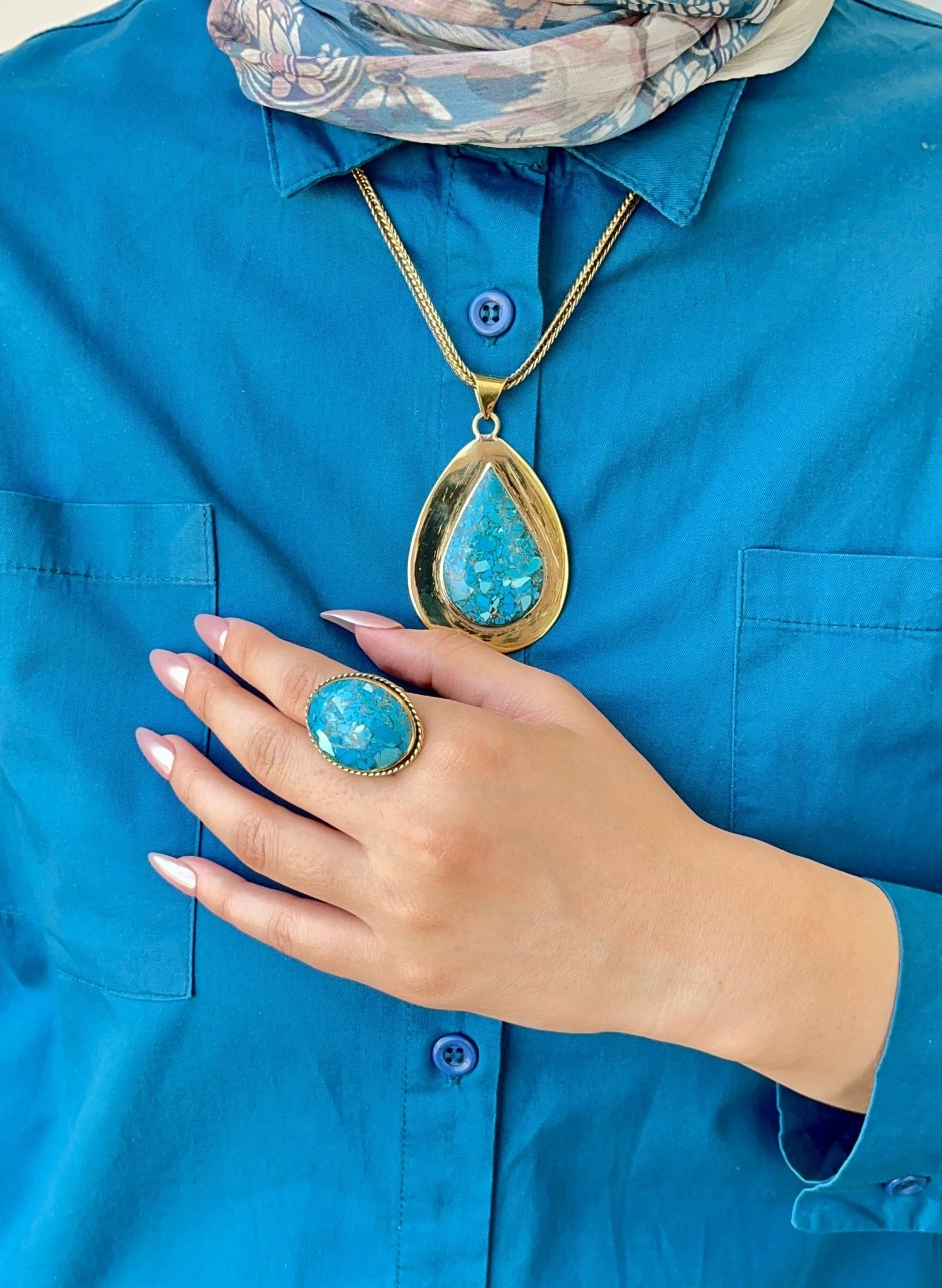 The Wonderful Turquoise Set - Gold And Silver Plated - Image 10