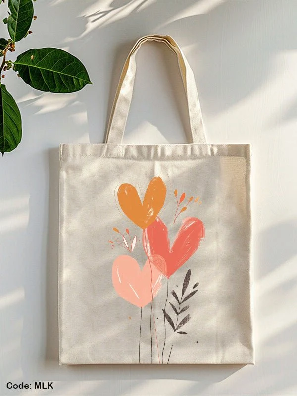 Small Heart Tote Bag - Linen - Image 2