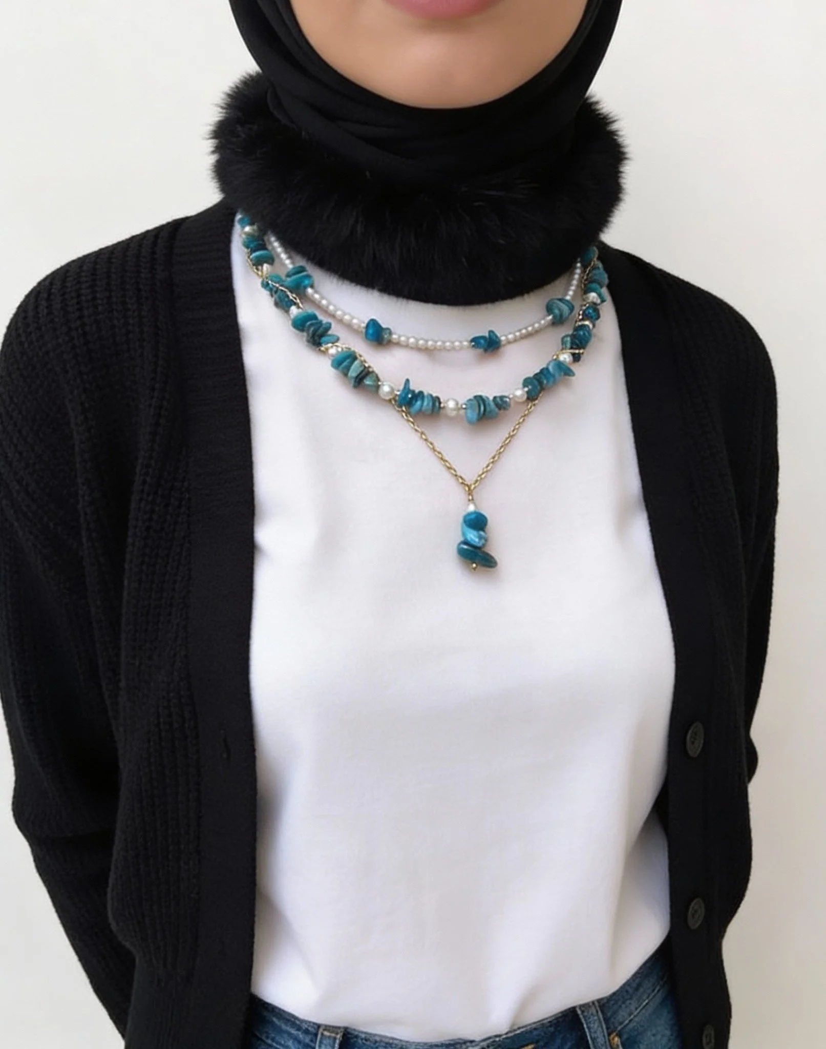 Turquoise Pearl Harmony Necklace - Image 2