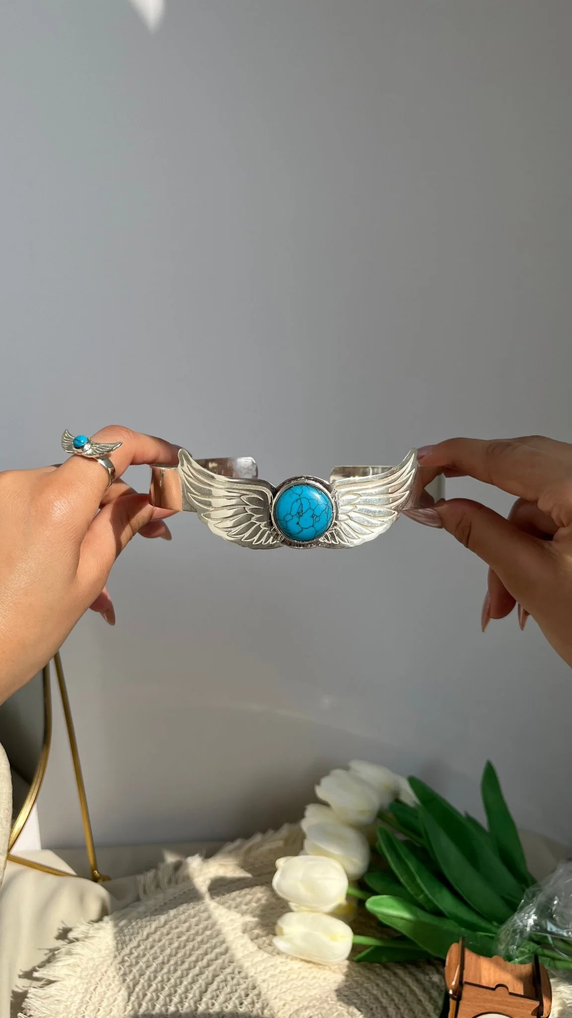 Turquoise Wings Jewelry Set – Silver Plated - Image 12