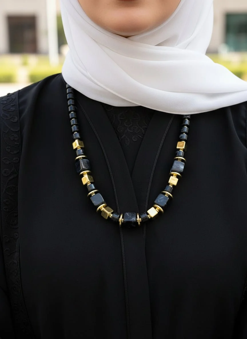 Wessam Necklace - Black Stones - Image 3