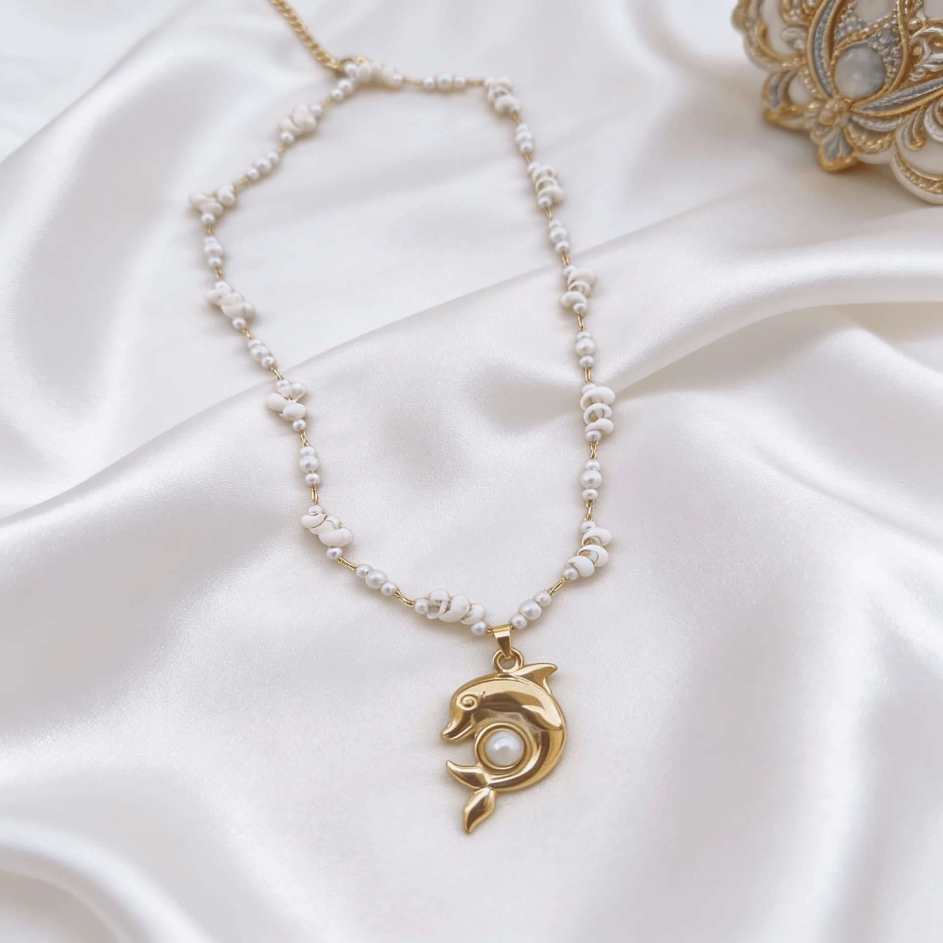 White Dolphin Summer Necklace - Stainless - Image 2