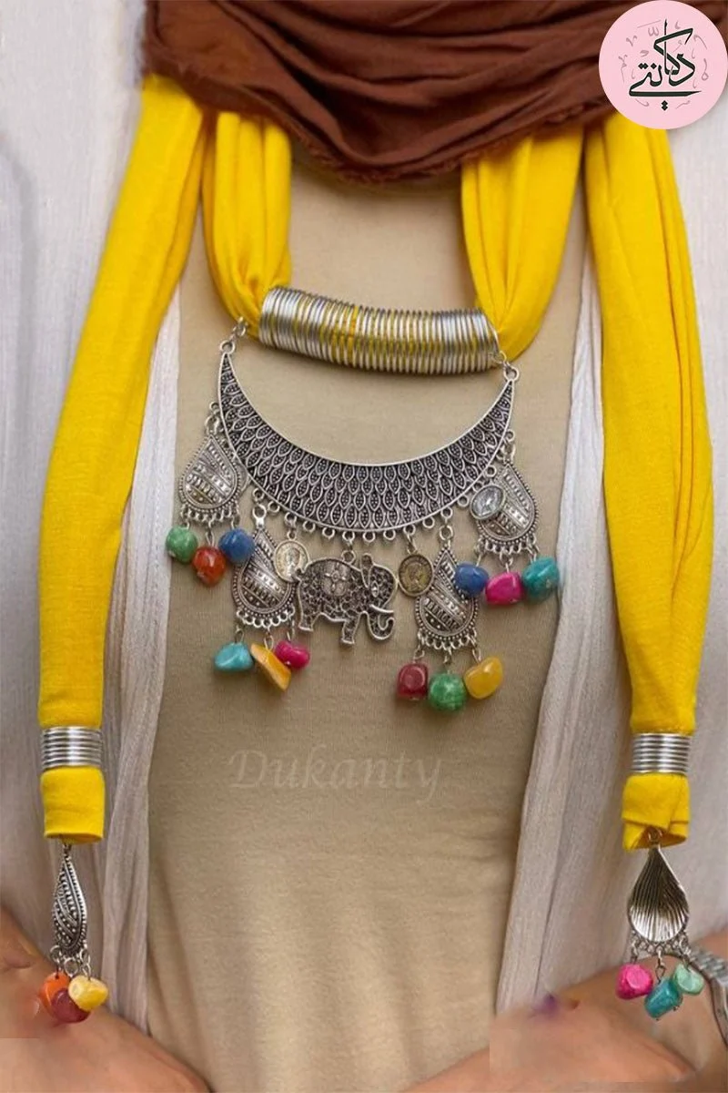 Yellow Arabic Necklace Scarf - Image 3